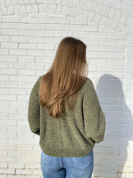 Meaningful Moments Olive V-Neck Sweater